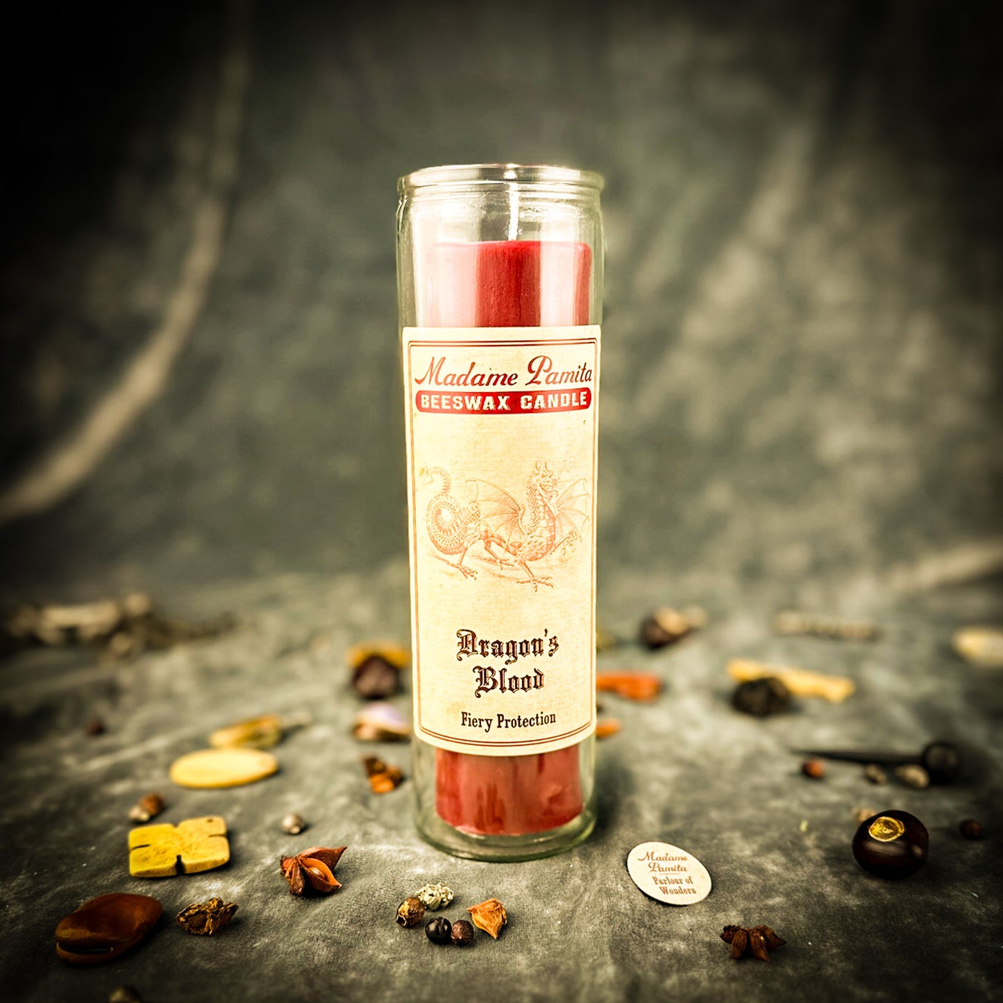 Dragon's Blood Beeswax Vigil Candle by Madame Pamita - Fiery Protection