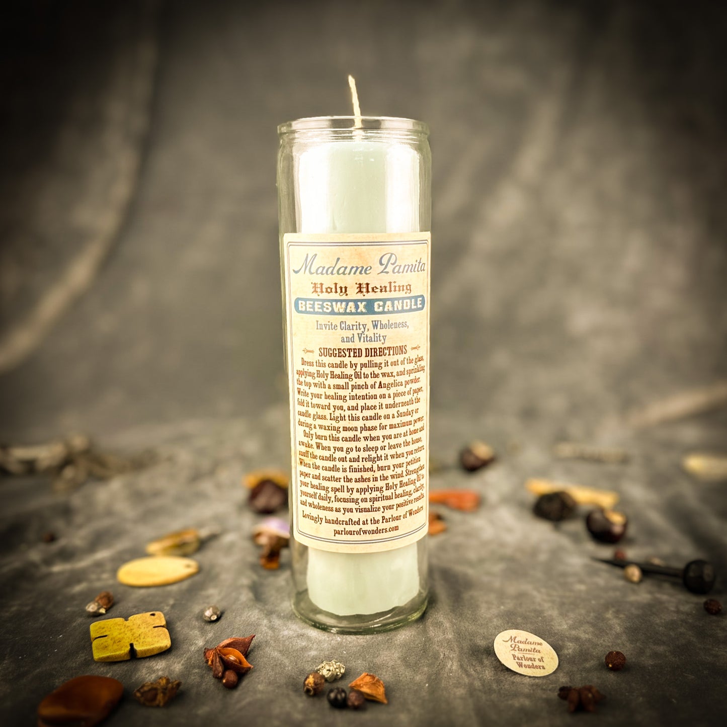 Holy Healing Beeswax Vigil Candle by Madame Pamita - Support Body, Mind & Spirit