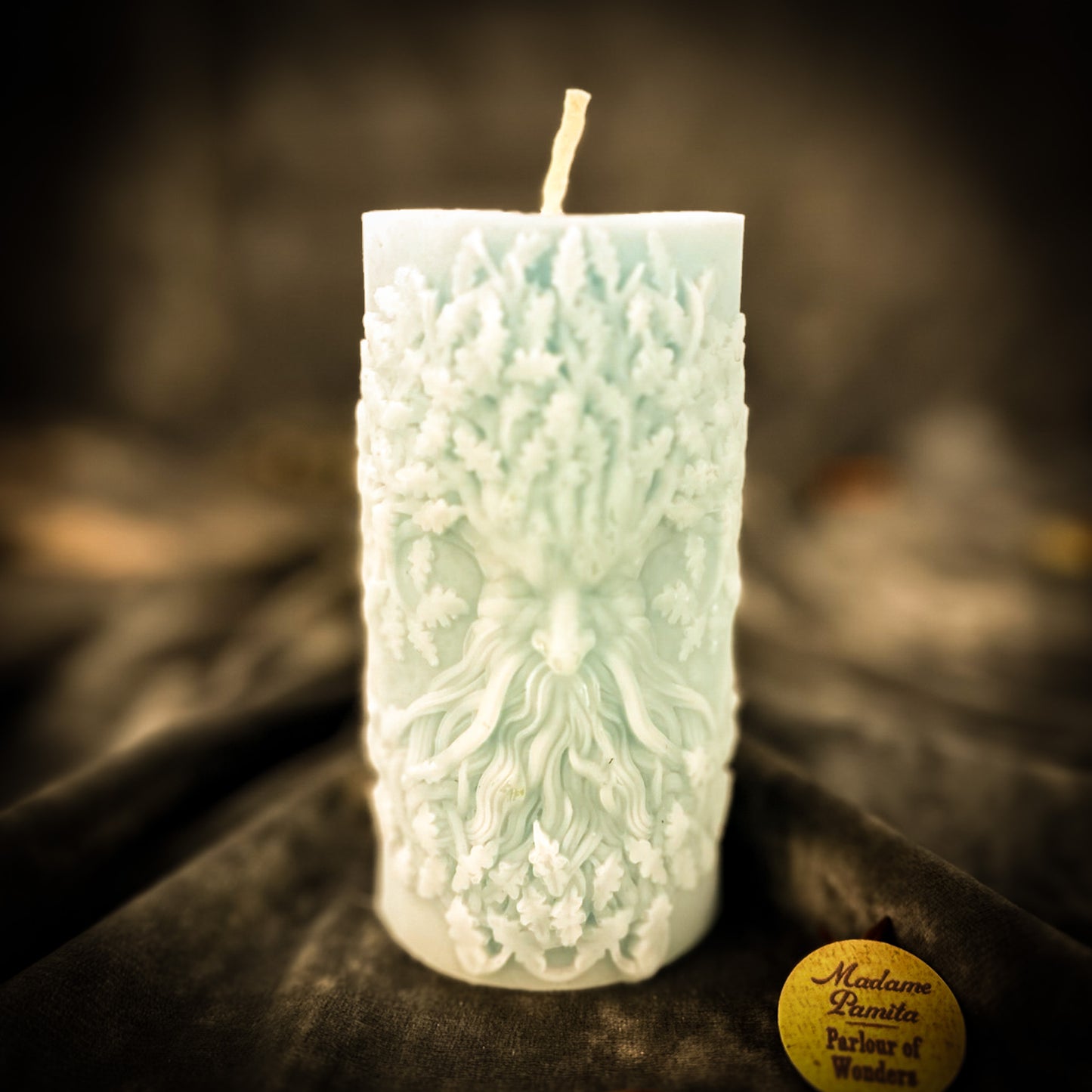 Blue Lisovyk Spirit of the Forest Pillar Spell Candle