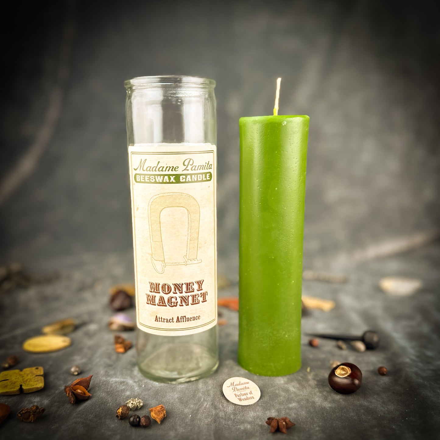 Money Magnet Beeswax Vigil Candle by Madame Pamita - Attract Prosperity & Abundance