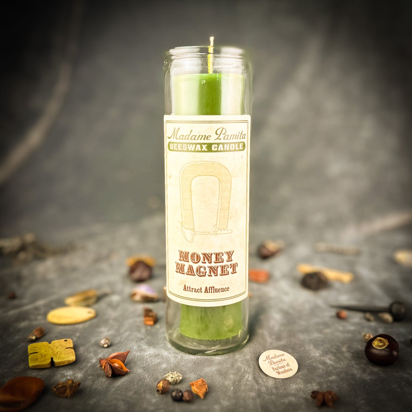 Money Magnet Beeswax Vigil Candle by Madame Pamita - Attract Prosperity & Abundance