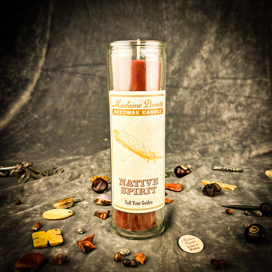Native Spirit Beeswax Vigil Candle by Madame Pamita - Honor Ancestors & Spirit Guides