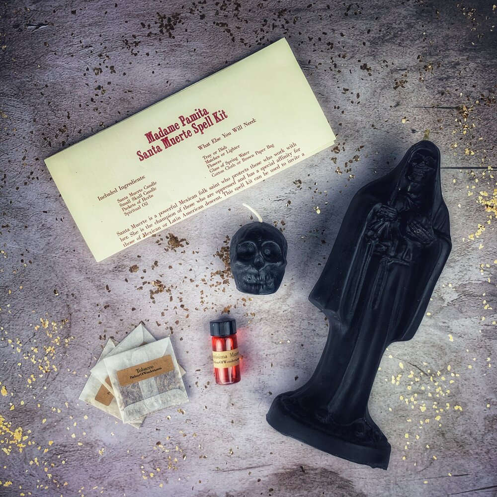 Santa Muerte Candle Spell Kit Black