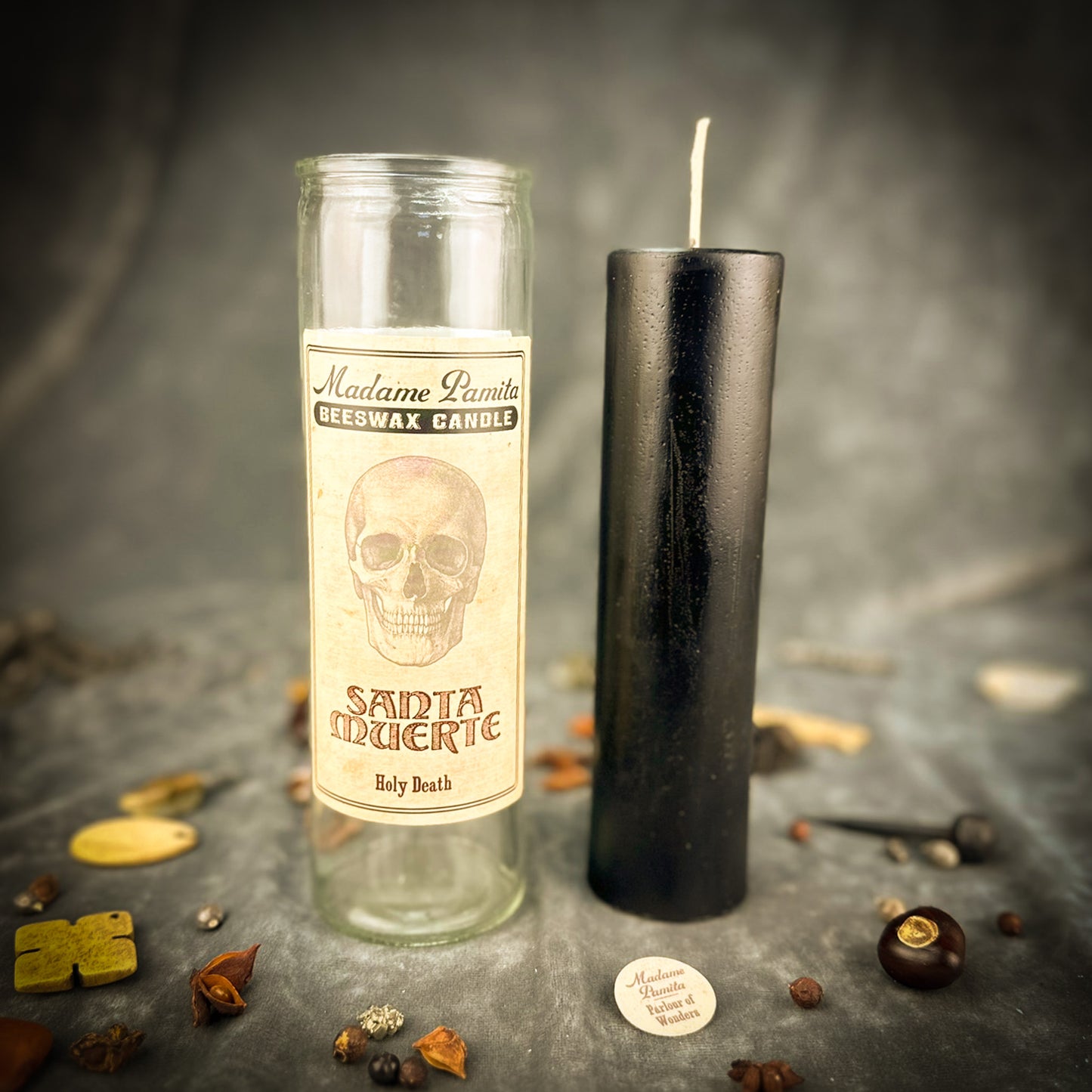 Santa Muerte Beeswax Vigil Candle by Madame Pamita - Protection & Divine Assistance