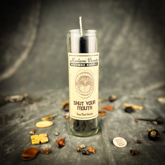 Shut Your Mouth Beeswax Vigil Candle by Madame Pamita - Stop Gossip & Silence Rumors