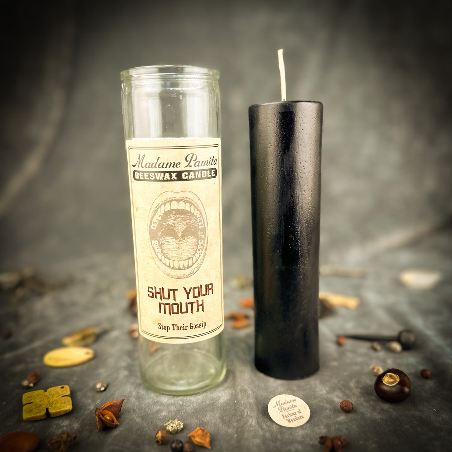 Shut Your Mouth Beeswax Vigil Candle by Madame Pamita - Stop Gossip & Silence Rumors
