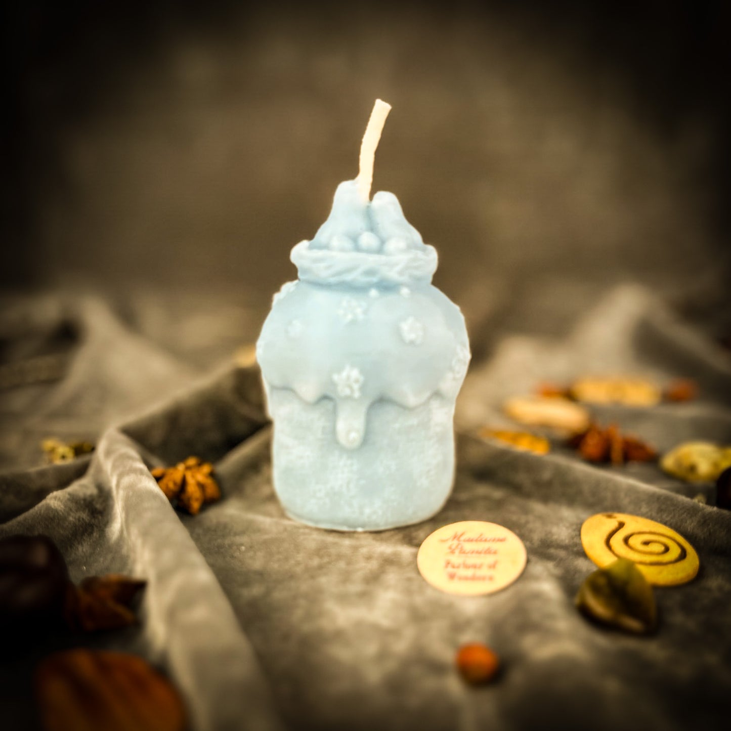 Blue Beeswax Spring Bird Nest Paska Spell Candle - New Beginnings, Home & Nurturing