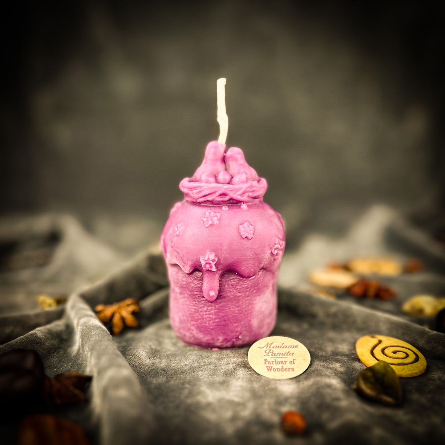 Purple Spring Bird Nest Paska Candle 