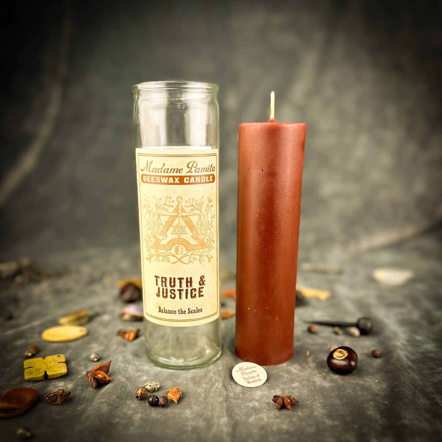 Truth & Justice Beeswax Vigil Candle by Madame Pamita - Court Cases & Fairness