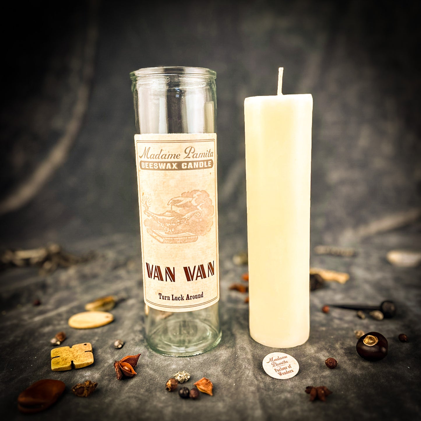 Van Van Beeswax Vigil Candle by Madame Pamita - Clear Negativity & Turn Luck Around